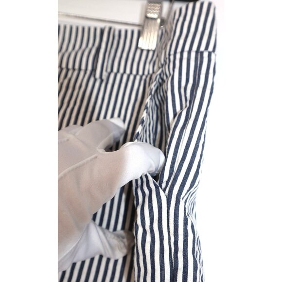 Sandro Womens Navy & White Striped Cotton Shorts Size S Coastal Granddaughter - Picture 9 of 9